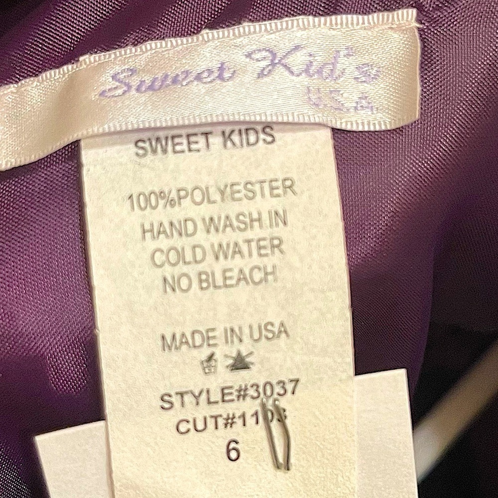 Sweet Kids Burgundy Embroidered Taffeta Midi Dress Size 6 - Picture 4 of 11